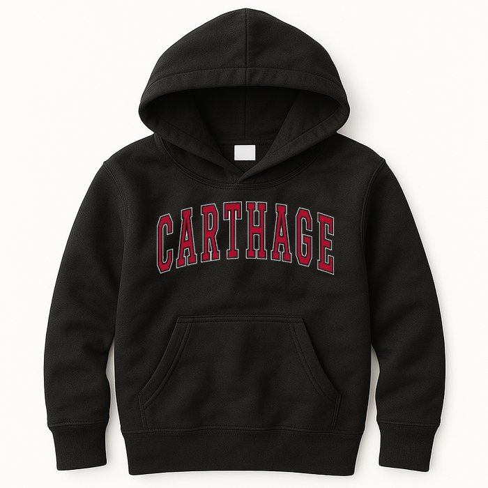 Carthage Illinois Souvenir College Style Red Text Kids Hoodie