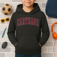 Carthage Illinois Souvenir College Style Red Text Kids Hoodie