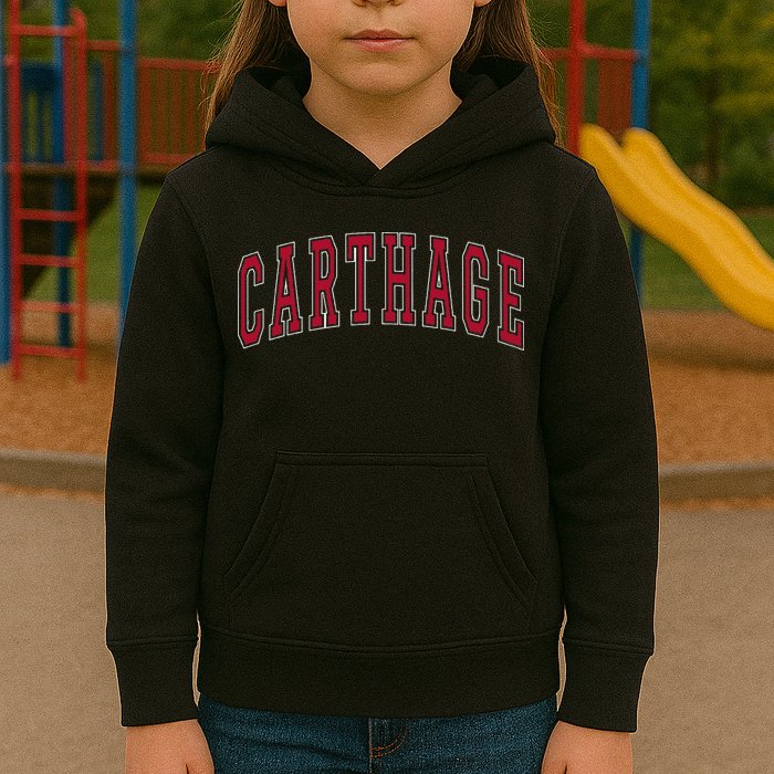 Carthage Illinois Souvenir College Style Red Text Kids Hoodie