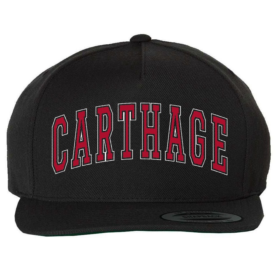 Carthage Illinois Souvenir College Style Red Text Wool Snapback Cap