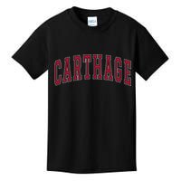Carthage Illinois Souvenir College Style Red Text Kids T-Shirt