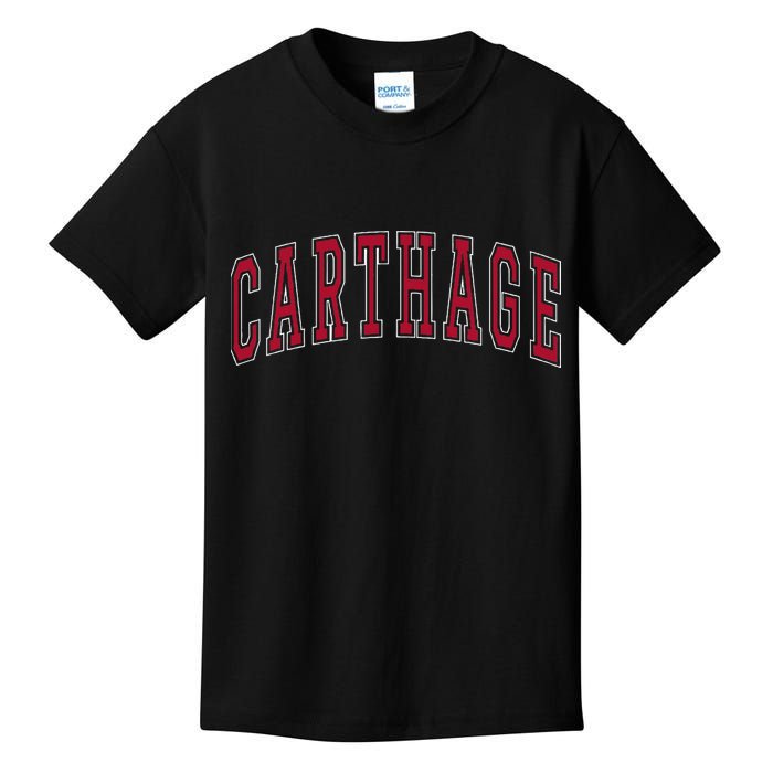 Carthage Illinois Souvenir College Style Red Text Kids T-Shirt