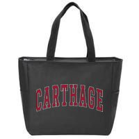 Carthage Illinois Souvenir College Style Red Text Zip Tote Bag