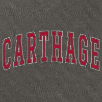 Carthage Illinois Souvenir College Style Red Text Cotton Canvas Backpack