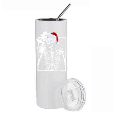 Coffee Ing Skeleton Skull Santa Hat Christmas Great Gift Stainless Steel Tumbler