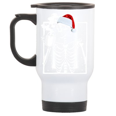 Coffee Ing Skeleton Skull Santa Hat Christmas Great Gift Stainless Steel Travel Mug