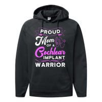 Cochlear Implant Support Proud Mom Hearing Loss Awareness Performance Fleece Hoodie