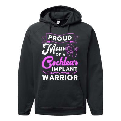 Cochlear Implant Support Proud Mom Hearing Loss Awareness Performance Fleece Hoodie