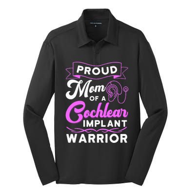 Cochlear Implant Support Proud Mom Hearing Loss Awareness Silk Touch Performance Long Sleeve Polo