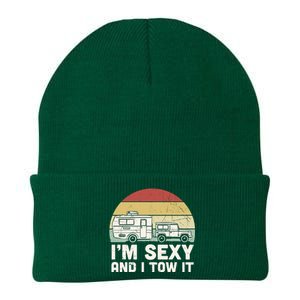 Camping I'm Sexy And I Tow It Funny Retro Sunset Knit Cap Winter Beanie