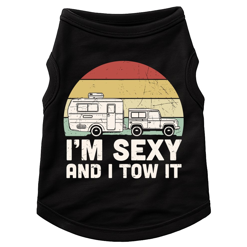 Camping I'm Sexy And I Tow It Funny Retro Sunset Doggie Tank