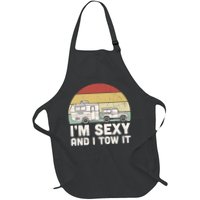 Camping I'm Sexy And I Tow It Funny Retro Sunset Apron