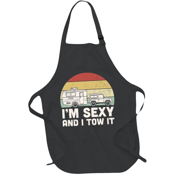 Camping I'm Sexy And I Tow It Funny Retro Sunset Apron