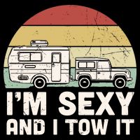 Camping I'm Sexy And I Tow It Funny Retro Sunset Sustainable Bucket Hat