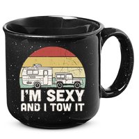 Camping I'm Sexy And I Tow It Funny Retro Sunset 15oz Campfire Ceramic Mug