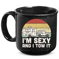 Camping I'm Sexy And I Tow It Funny Retro Sunset 15oz Campfire Ceramic Mug