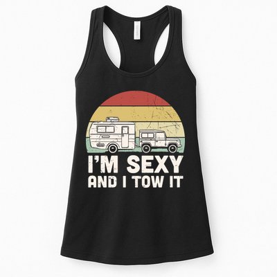 Camping I'm Sexy And I Tow It Funny Retro Sunset Womens Tank Top