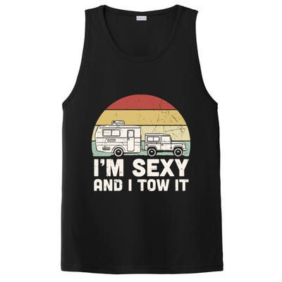 Camping I'm Sexy And I Tow It Funny Retro Sunset PosiCharge Competitor Tank