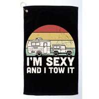 Camping I'm Sexy And I Tow It Funny Retro Sunset Golf Towel