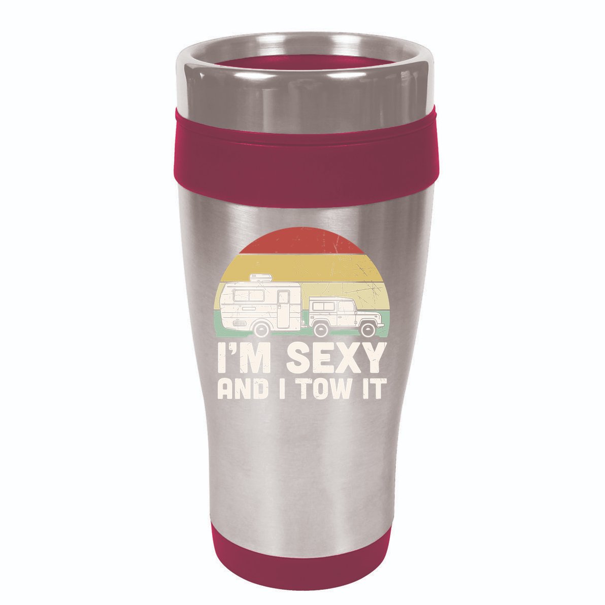 Camping I'm Sexy And I Tow It Funny Retro Sunset 16oz Travel Tumbler