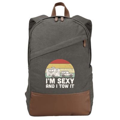 Camping I'm Sexy And I Tow It Funny Retro Sunset Cotton Canvas Backpack