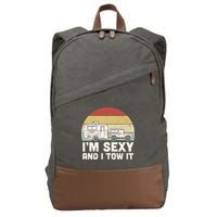 Camping I'm Sexy And I Tow It Funny Retro Sunset Cotton Canvas Backpack