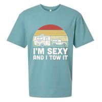 Camping I'm Sexy And I Tow It Funny Retro Sunset Sueded Cloud Jersey T-Shirt