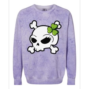 Cute Irish Shamrock Leaf Skull Colorblast Crewneck Sweatshirt