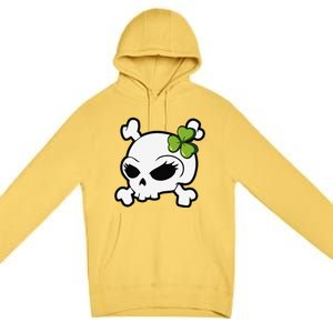 Cute Irish Shamrock Leaf Skull Premium Pullover Hoodie