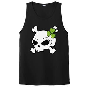 Cute Irish Shamrock Leaf Skull PosiCharge Competitor Tank