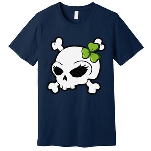 Cute Irish Shamrock Leaf Skull Premium T-Shirt