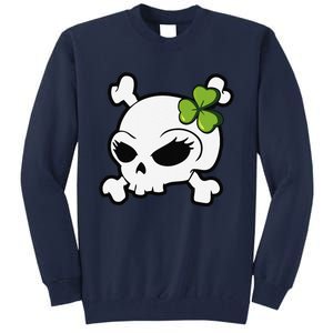 Cute Irish Shamrock Leaf Skull Tall Sweatshirt