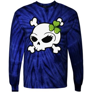 Cute Irish Shamrock Leaf Skull Tie-Dye Long Sleeve Shirt