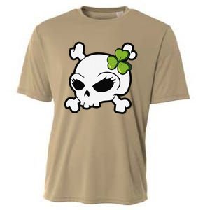 Cute Irish Shamrock Leaf Skull Cooling Performance Crew T-Shirt