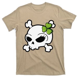 Cute Irish Shamrock Leaf Skull T-Shirt