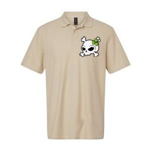 Cute Irish Shamrock Leaf Skull Softstyle Adult Sport Polo