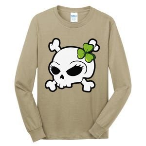 Cute Irish Shamrock Leaf Skull Tall Long Sleeve T-Shirt