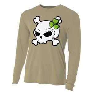 Cute Irish Shamrock Leaf Skull Cooling Performance Long Sleeve Crew