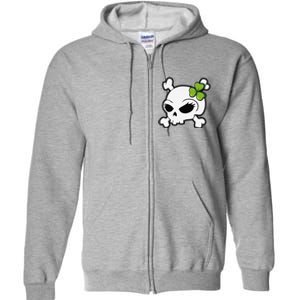 Cute Irish Shamrock Leaf Skull Full Zip Hoodie