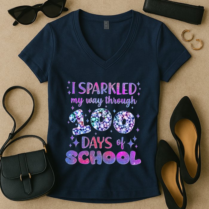 Cute I Sparkled My Way Through Days Of School Women's V-Neck T-Shirt
