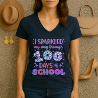 Cute I Sparkled My Way Through Days Of School Women's V-Neck T-Shirt