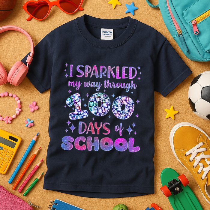 Cute I Sparkled My Way Through Days Of School Kids T-Shirt