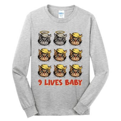 Cat In Suite With Trump Hair American Flag Nine Lives Baby Tall Long Sleeve T-Shirt