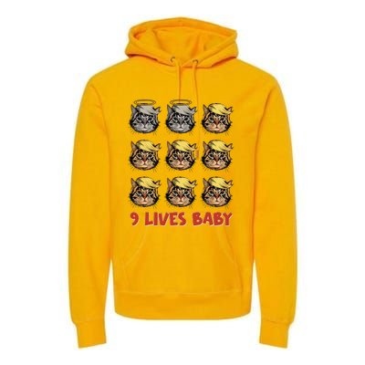 Cat In Suite With Trump Hair American Flag Nine Lives Baby Premium Hoodie