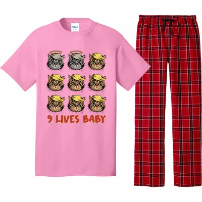 Cat In Suite With Trump Hair American Flag Nine Lives Baby Pajama Set