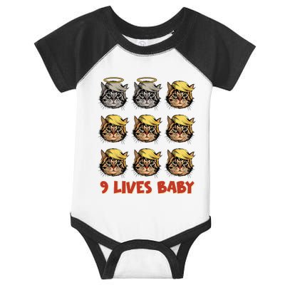 Cat In Suite With Trump Hair American Flag Nine Lives Baby Infant Baby Jersey Bodysuit