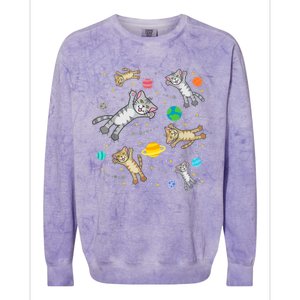 Cats In Space Galaxy Bad Art For Cat Lovers Colorblast Crewneck Sweatshirt