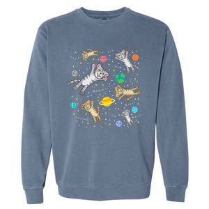 Cats In Space Galaxy Bad Art For Cat Lovers Garment-Dyed Sweatshirt