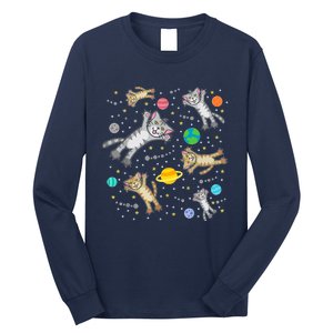 Cats In Space Galaxy Bad Art For Cat Lovers Long Sleeve Shirt