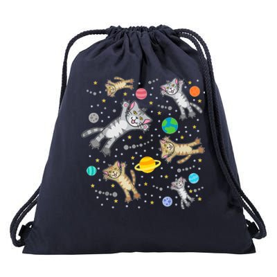 Cats In Space Galaxy Bad Art For Cat Lovers Drawstring Bag